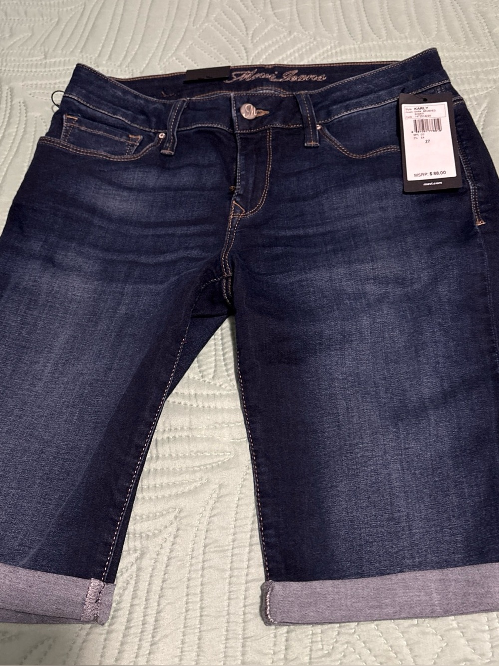 MAVI JEANS Karley Denim Shorts Mid Rise Cuffed Women Size 27 NWT